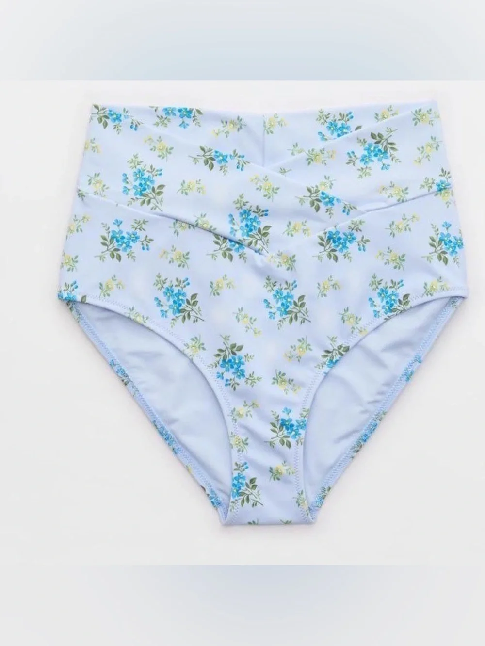 Aerie High-Waisted Crossover Floral Bikini Bottoms - Picture 2 of 3